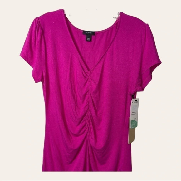 HALOGEN SHORT SLEEVE BLOUSE RUCHED‎ IN FRONT SIZE MEDIUM - Picture 1 of 8
